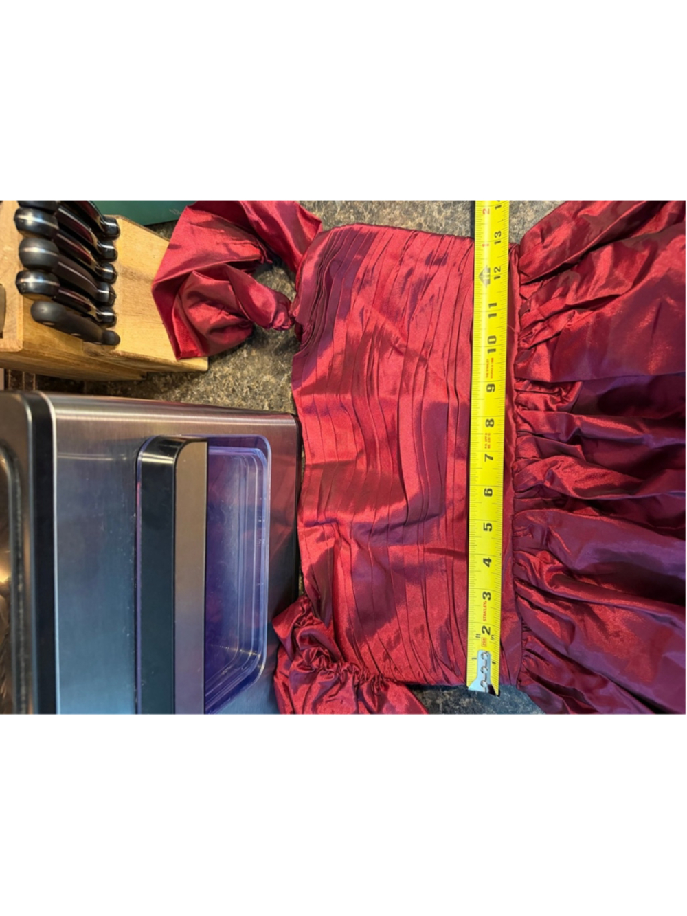 NWT Lulus Poised Passion Wine Red Taffeta Pleated Ruffled Midi Dress Size S - Picture 8 of 9